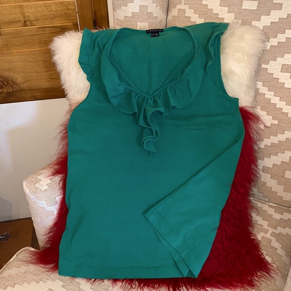 Theory Sleeveless Ruffled Jersey Shirt Sz M - Picture 1 of 5